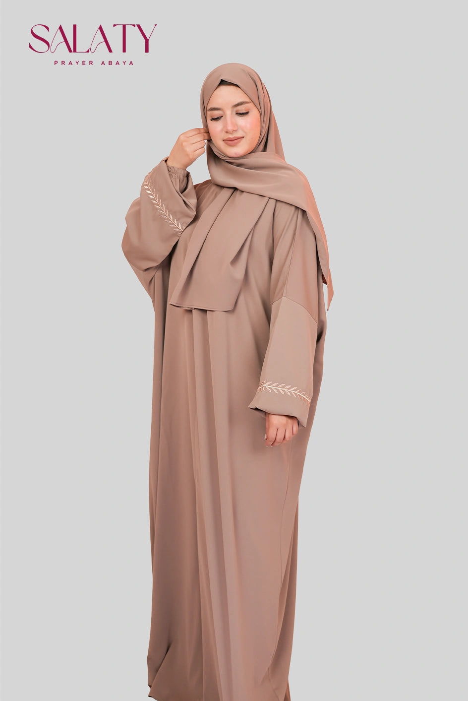 Abaya Brodée  Beige