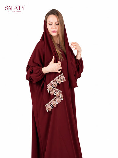 Abaya Cerise Dentelle