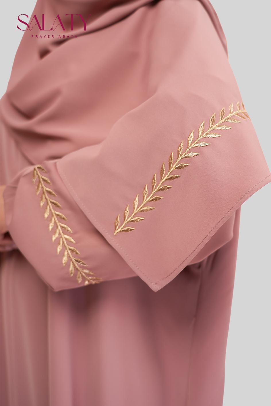 Abaya Brodée  Rose