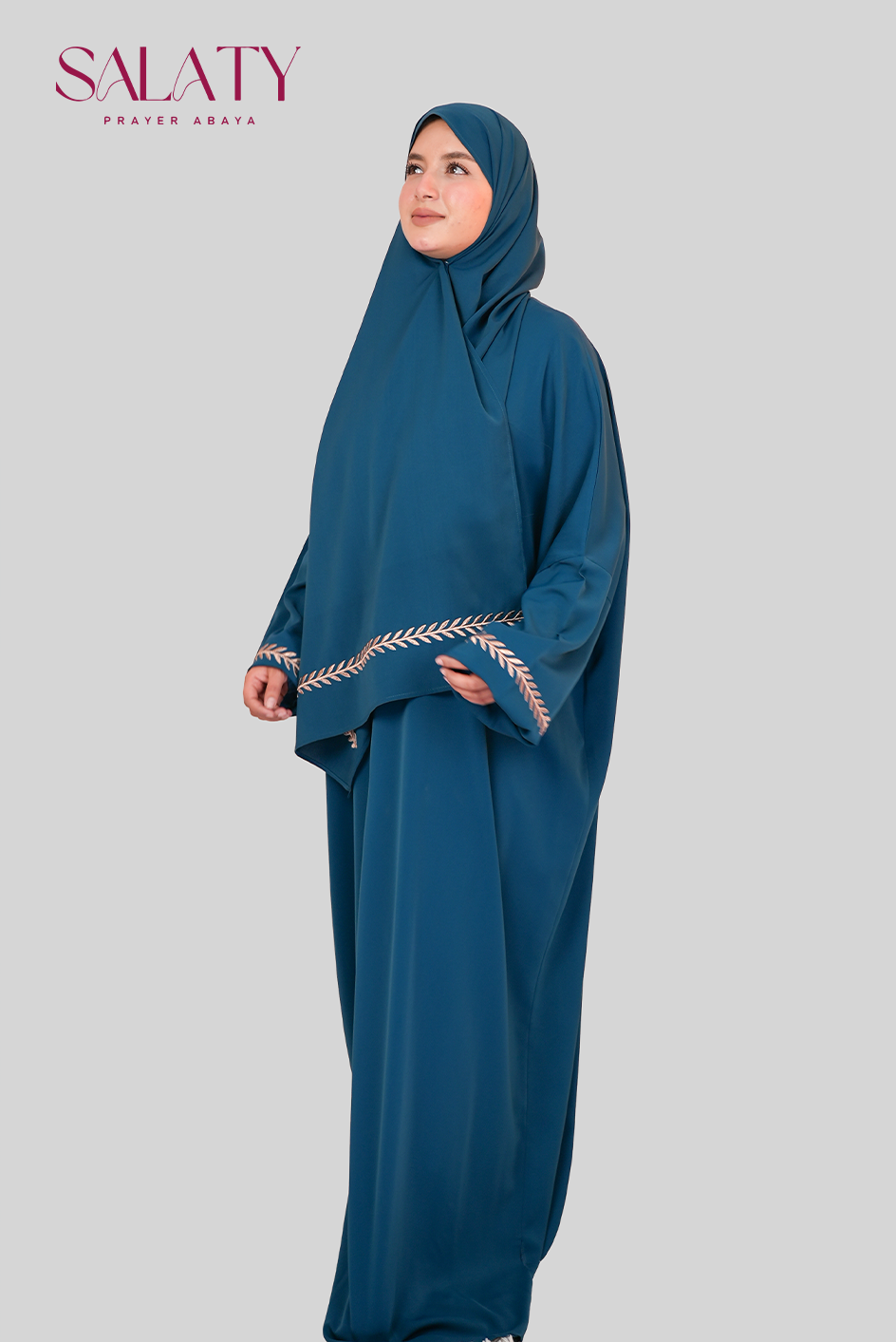 Abaya Brodée Bleu