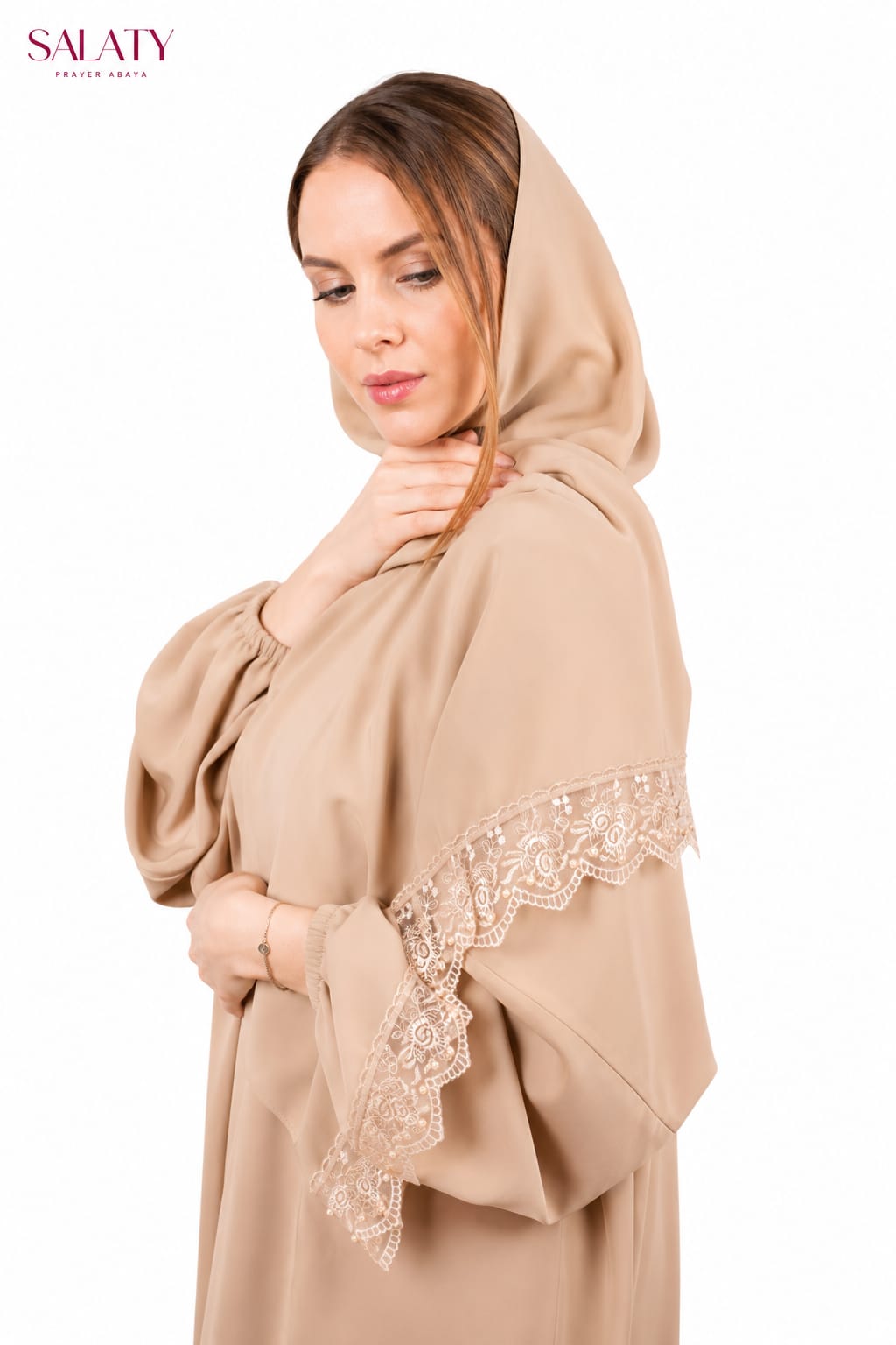 Abaya Dentelle beige