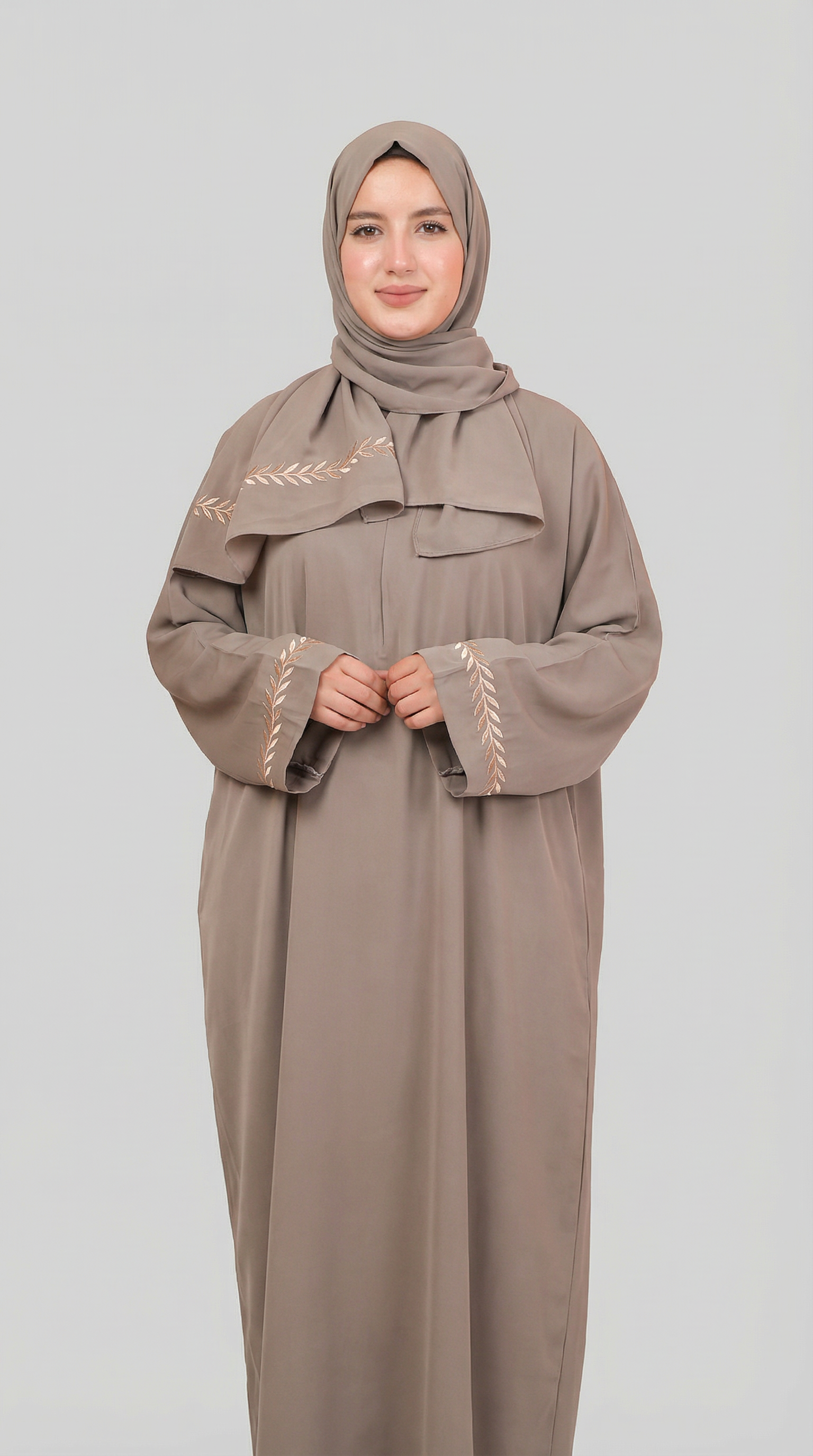 Abaya Brodée Greige